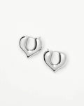 Molten Heart Medium Hoop Earrings | Silver Plated
