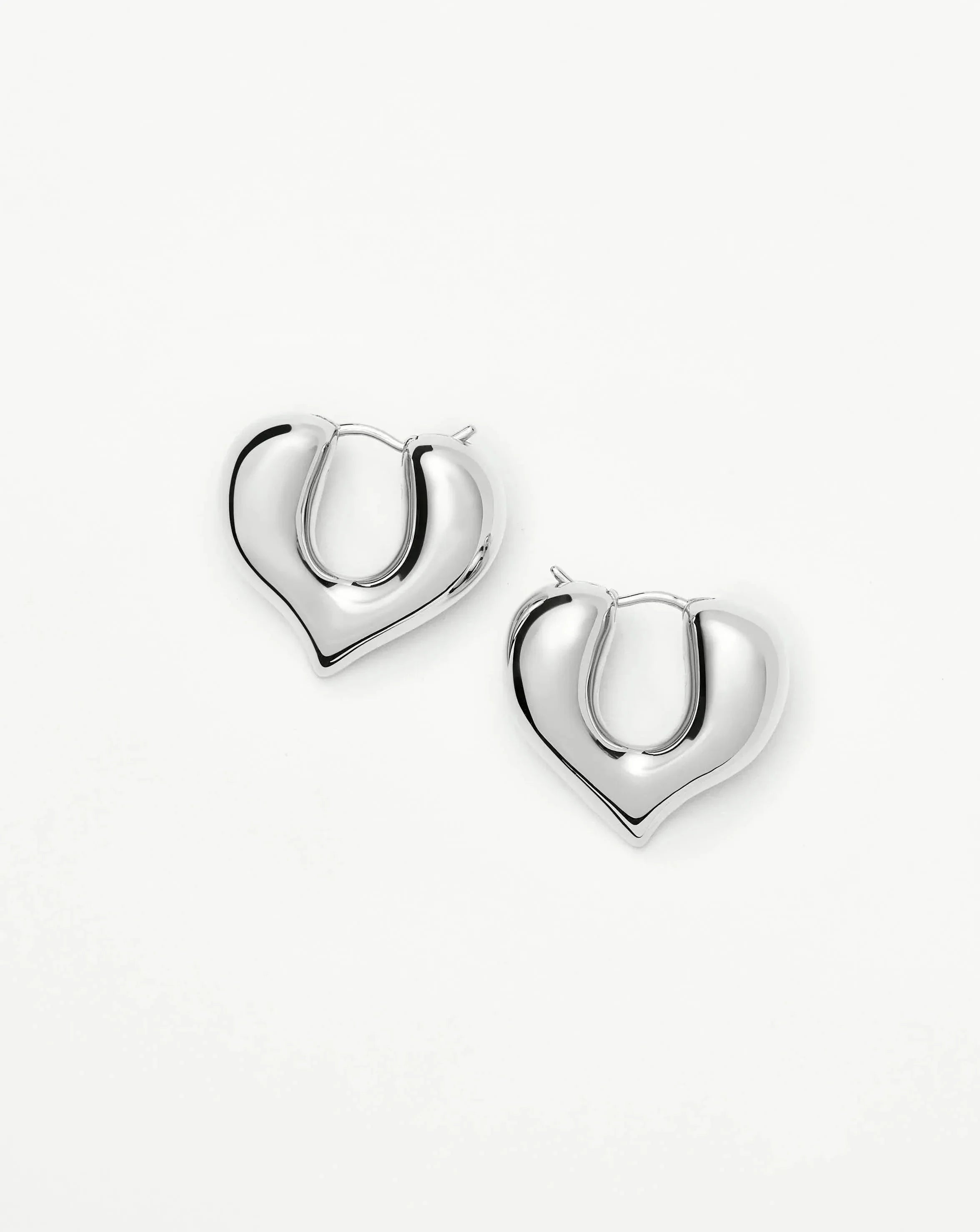 Molten Heart Medium Hoop Earrings | Silver Plated