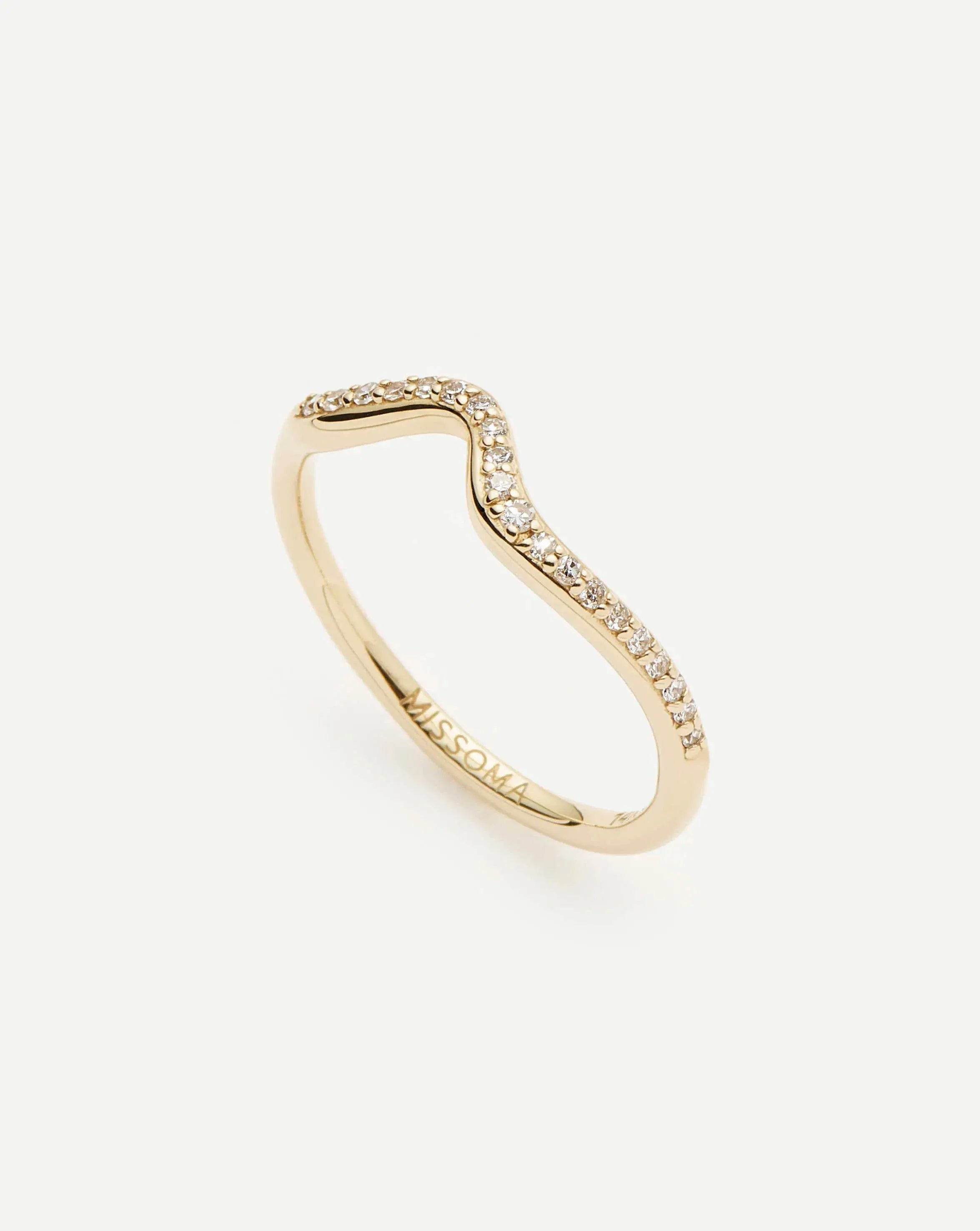 Molten Snow Solid Gold Diamond Stacking Ring | 14ct Solid Gold/Lab Grown Diamonds