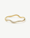 Molten Snow Ripple Hinged Bangle | 18ct Gold Plated/Cubic Zirconia
