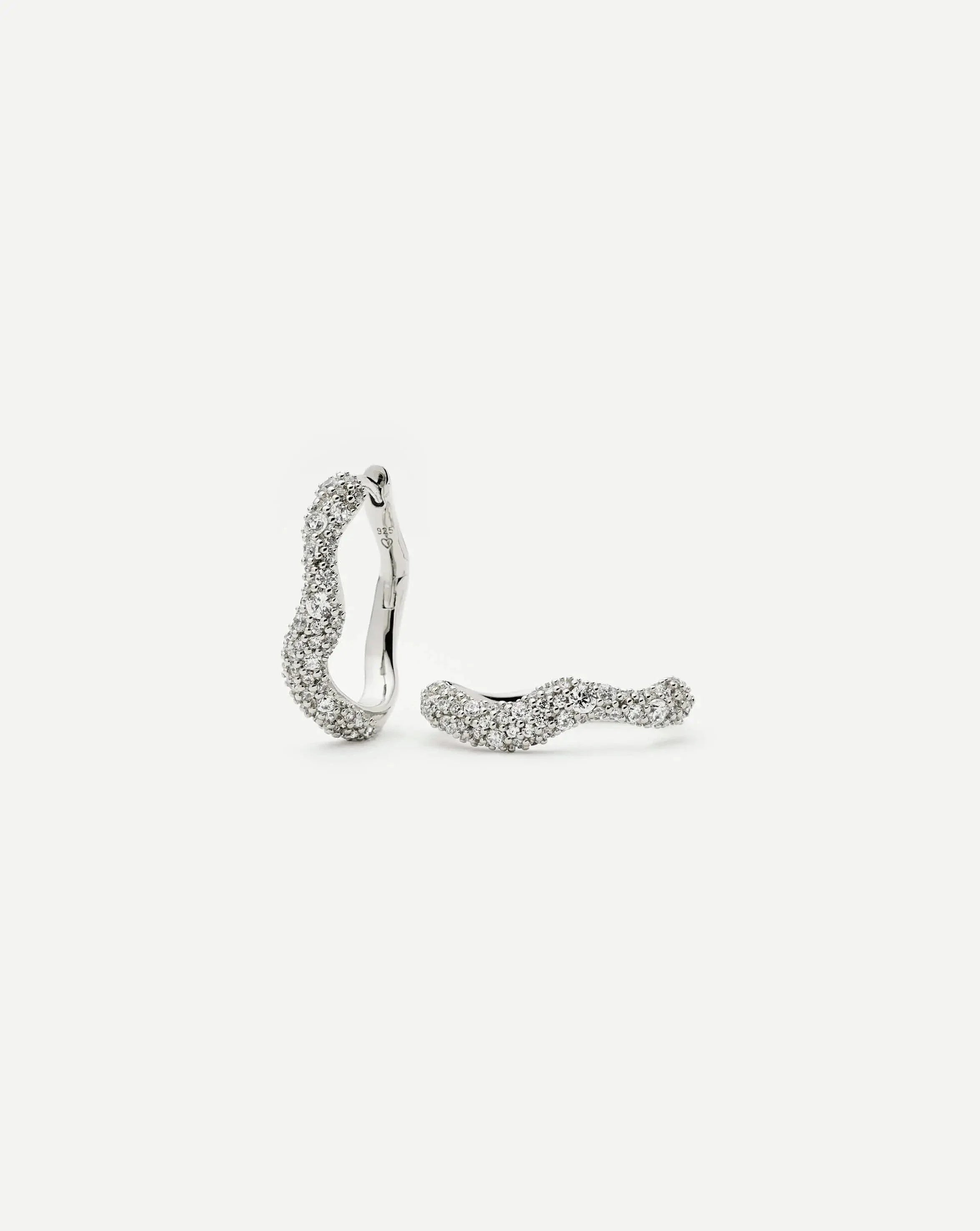 Molten Snow Small Hoop Earrings | Sterling Silver/Cubic Zirconia