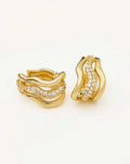 Molten Snow Triple Small Hoop Earrings | 18ct Gold Plated/Cubic Zirconia