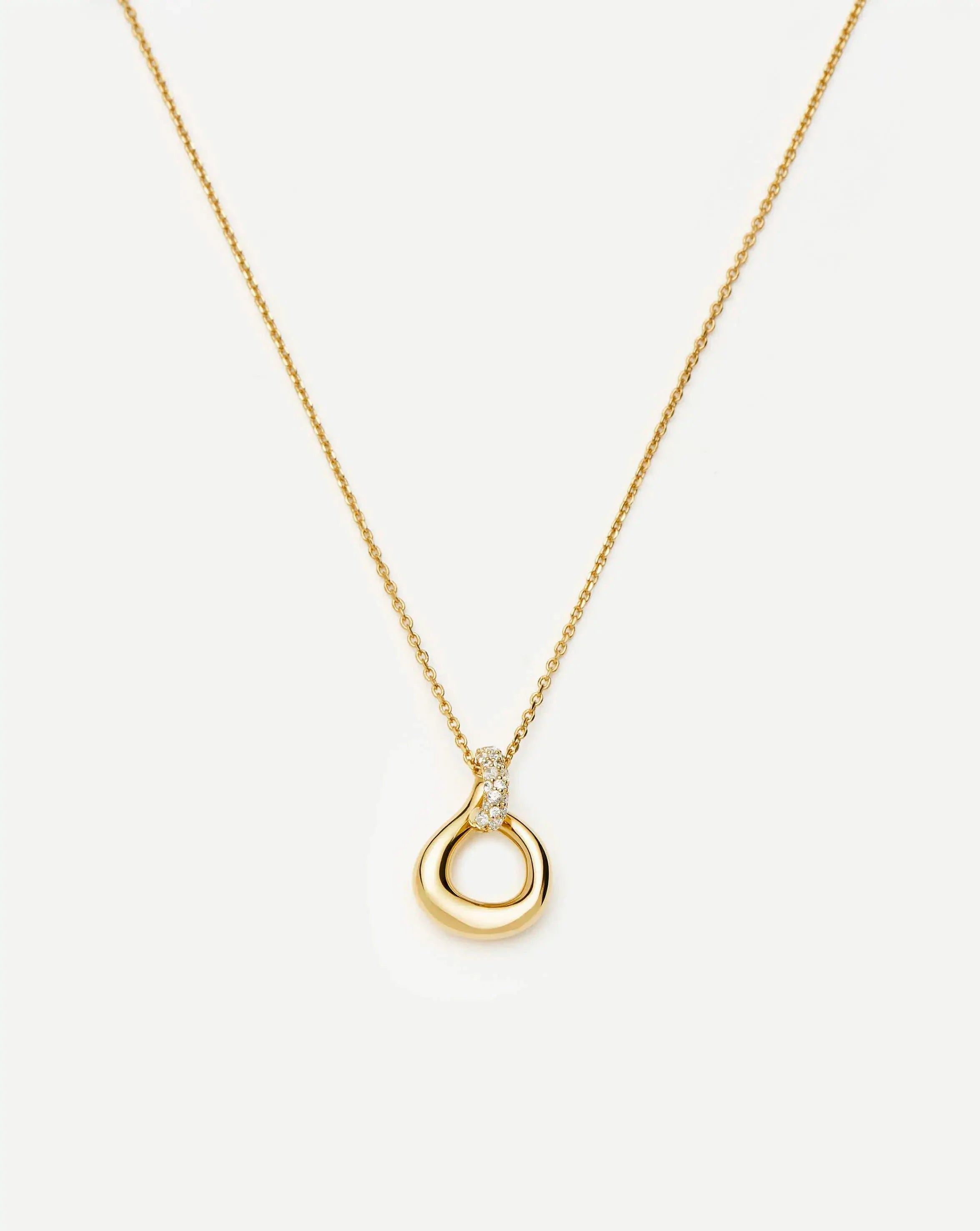 Molten Snow Twisted Pendant Necklace | 18ct Gold Plated/Cubic Zirconia
