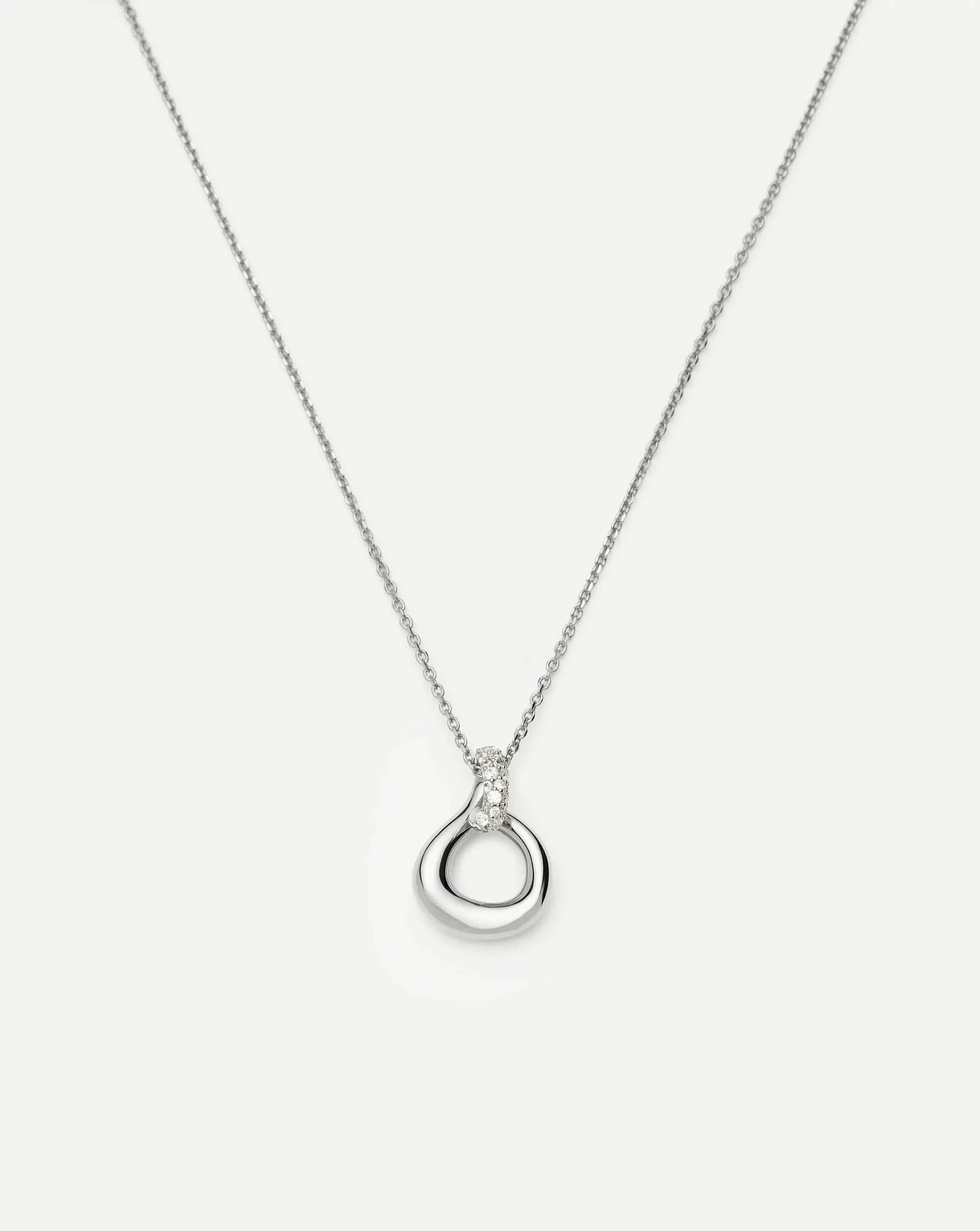 Molten Snow Twisted Pendant Necklace | Silver Plated/Cubic Zirconia