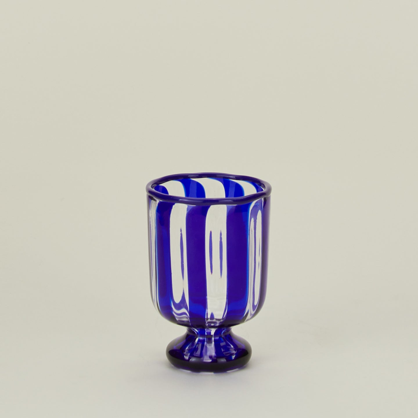Striped Murano Wine Glass - Cobalt