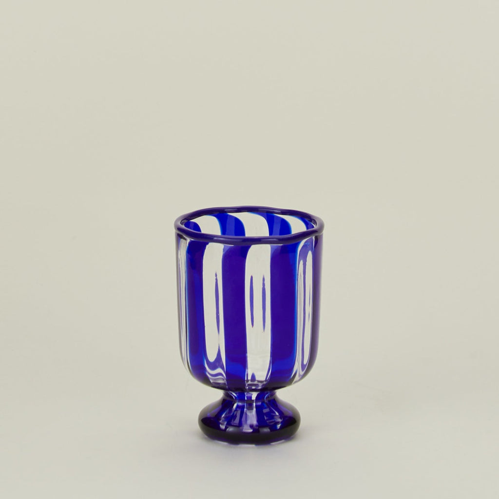 Striped Murano Wine Glass - Cobalt