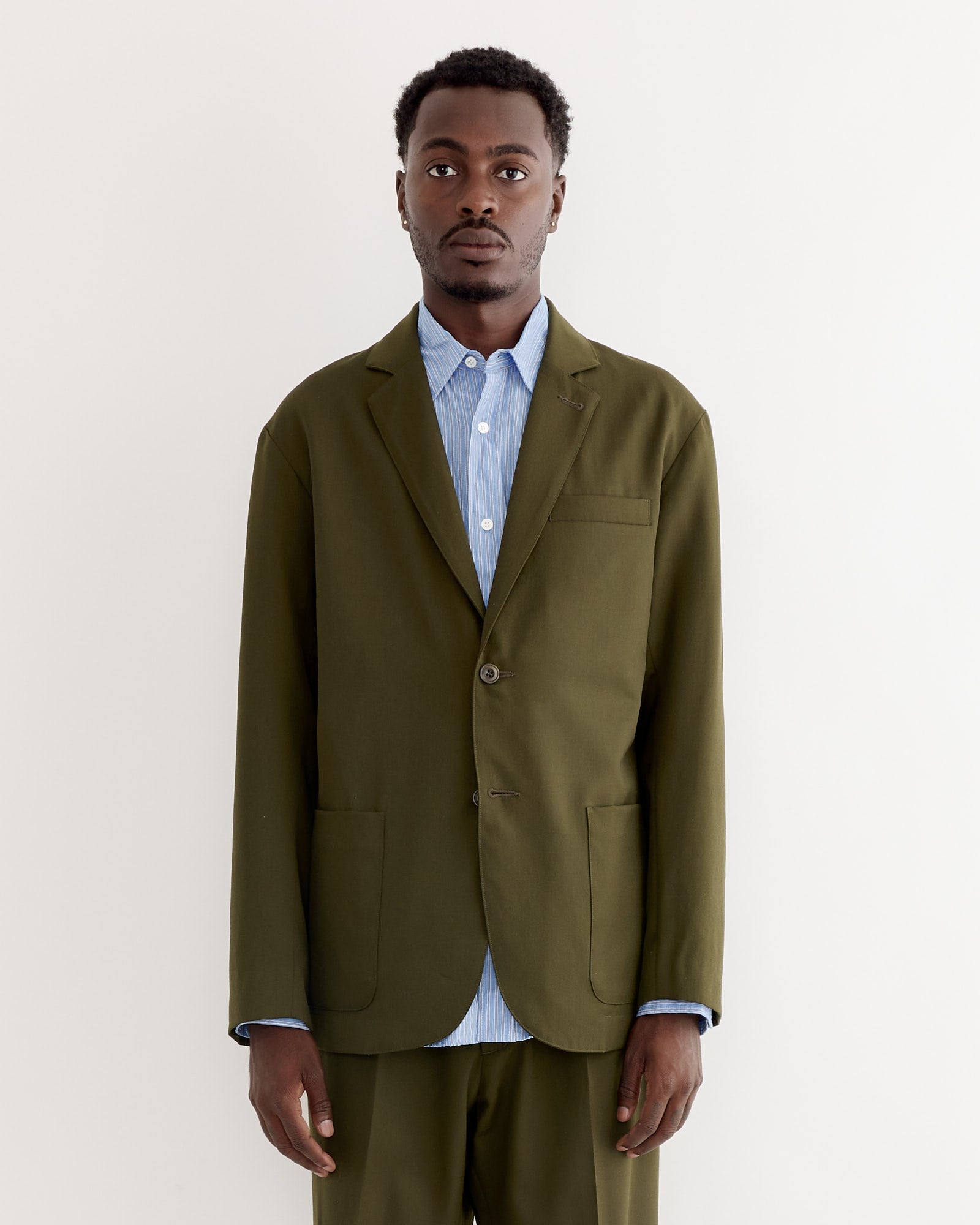 Blazer in Wool Gabardine Moss