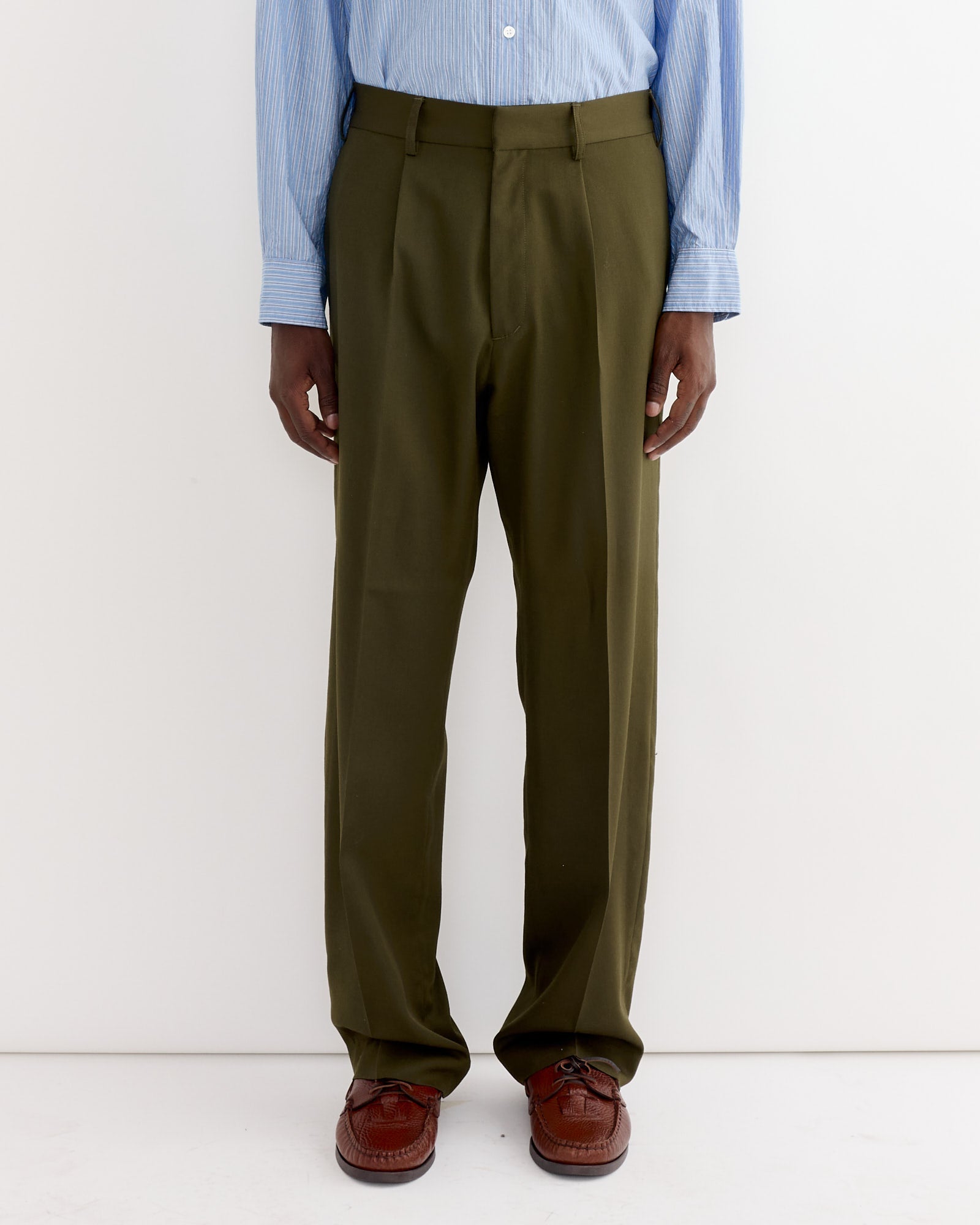 West Coast Pant in Wool Gabardine Moss