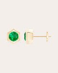 14K Gold Emerald Stud Earrings