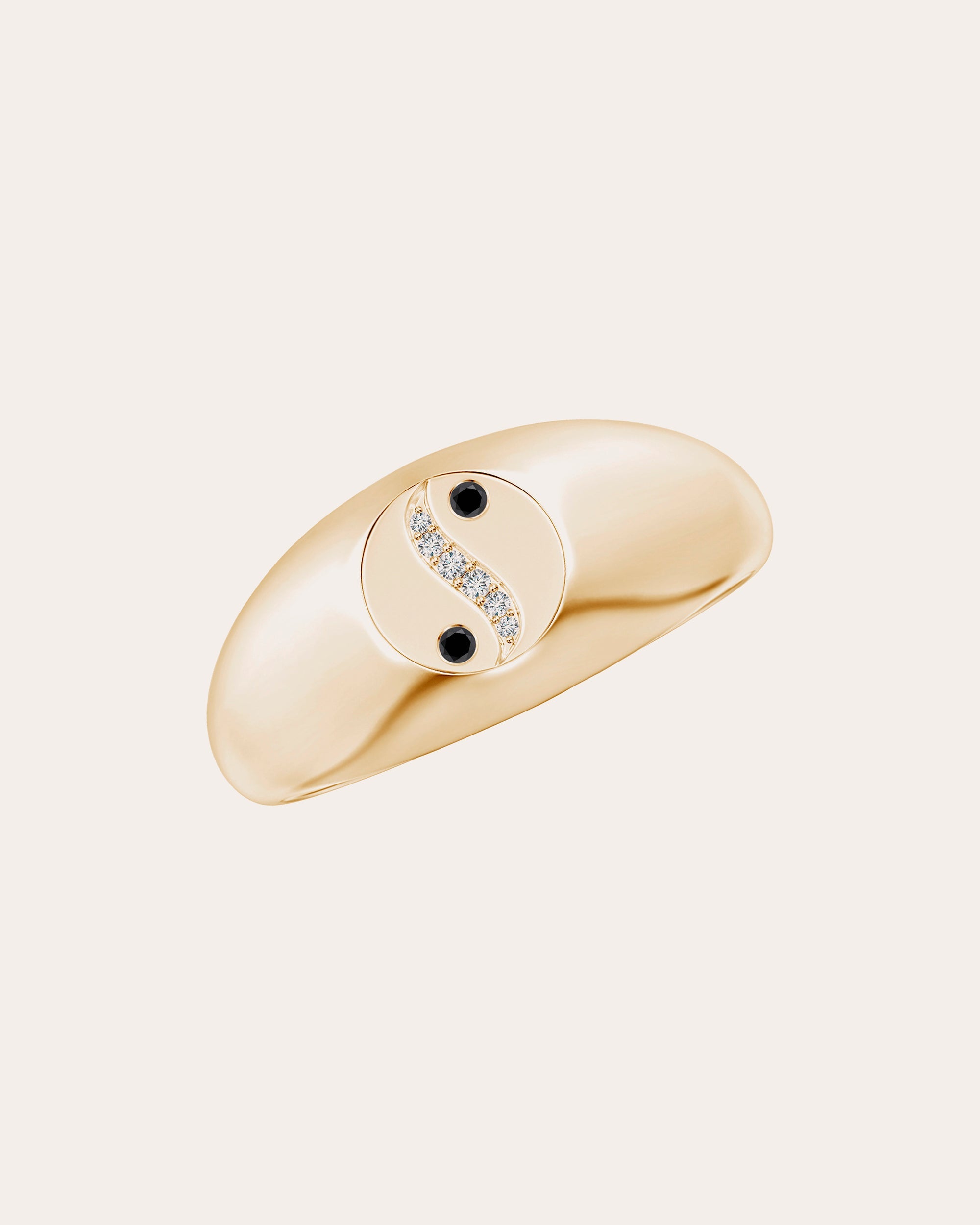 Shangri-La 14K Gold Diamond Yin-Yang Signet Ring