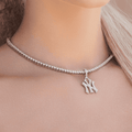 New York Yankees Official MLB Micro Logo Pendant in White Gold