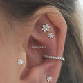 Nina Dainty Small Crystal Flower Ear Piercing Stud Earrings in Silver or Gold