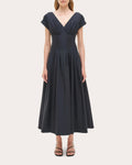 Nina Pleated Faille Midi Dress
