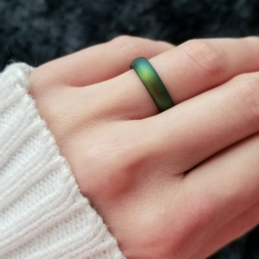 Northern Lights Green Breathable Silicone Ring