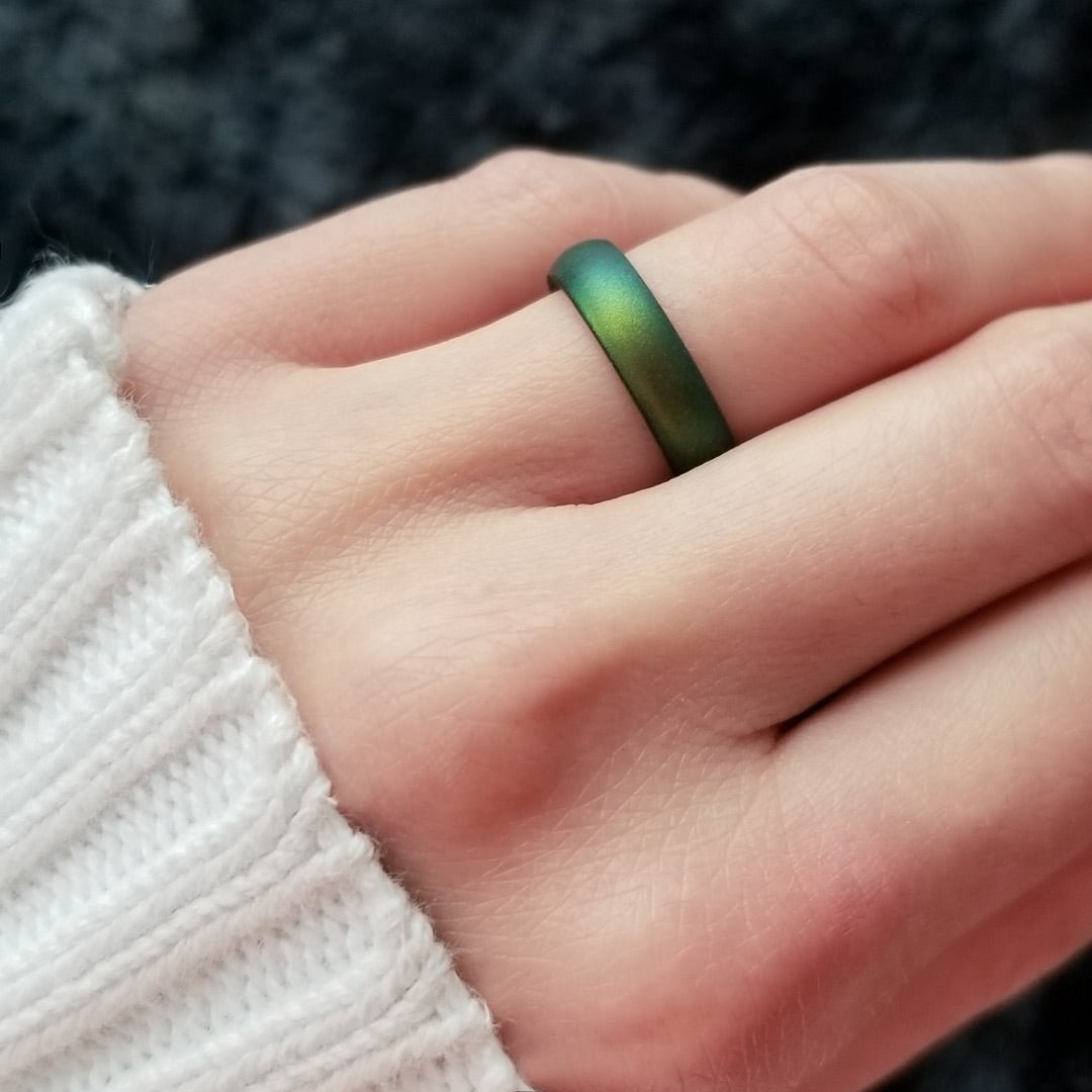 Northern Lights Green Breathable Silicone Ring