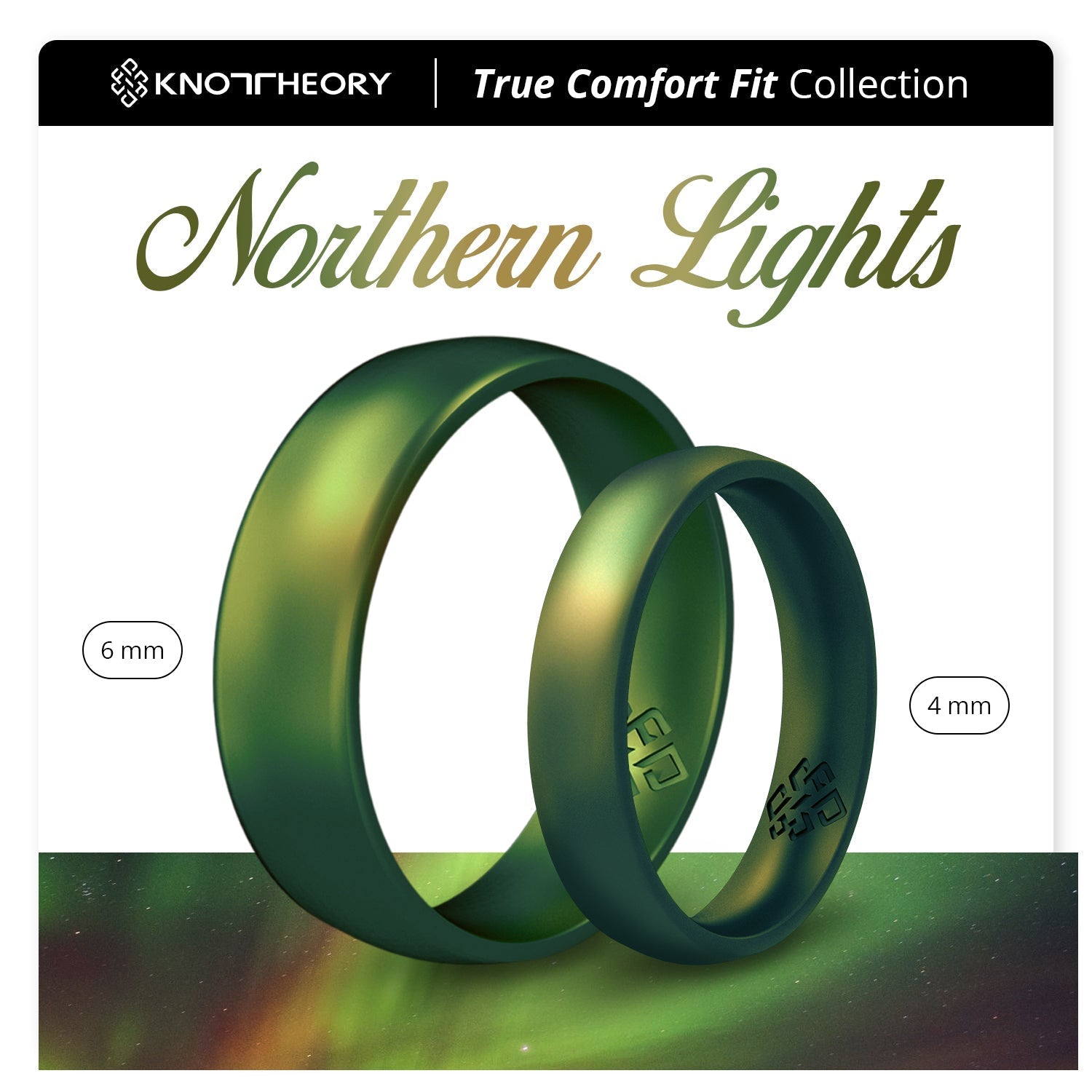 Northern Lights Green Breathable Silicone Ring