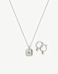 November Birthstone Necklace & Charm Earrings Set | Sterling Silver/Citrine