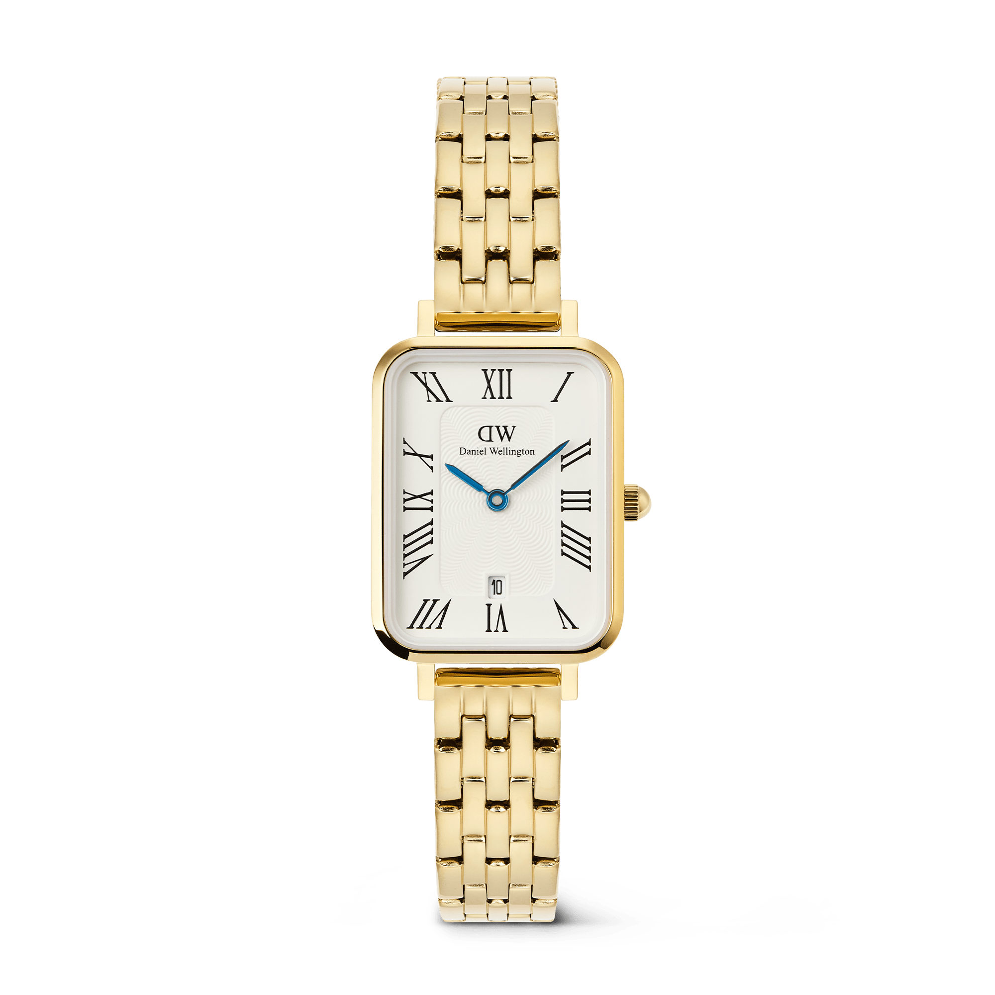 Quadro  Roman Numerals Date 5-link Gold