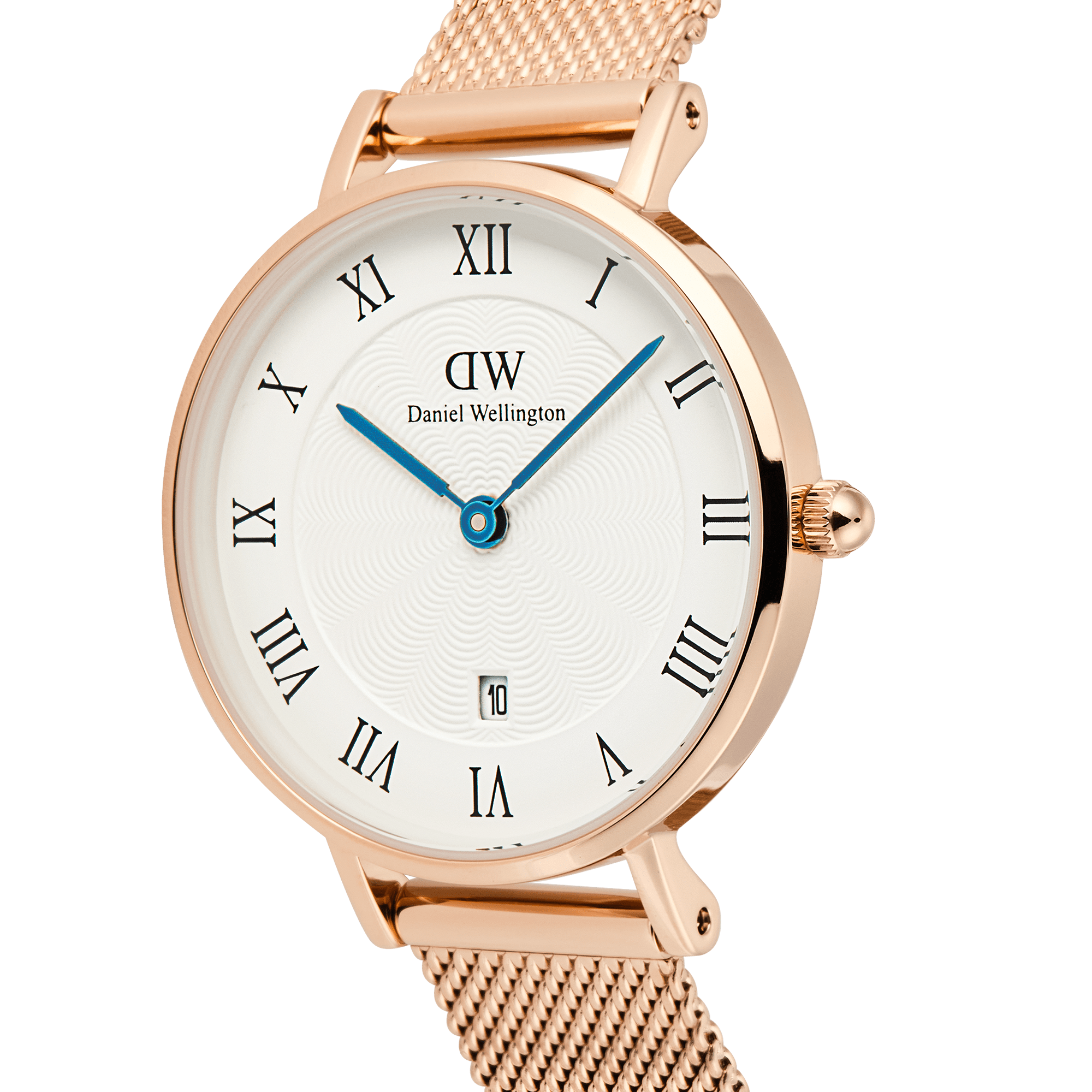 Petite Roman Numerals Date Rose Gold
