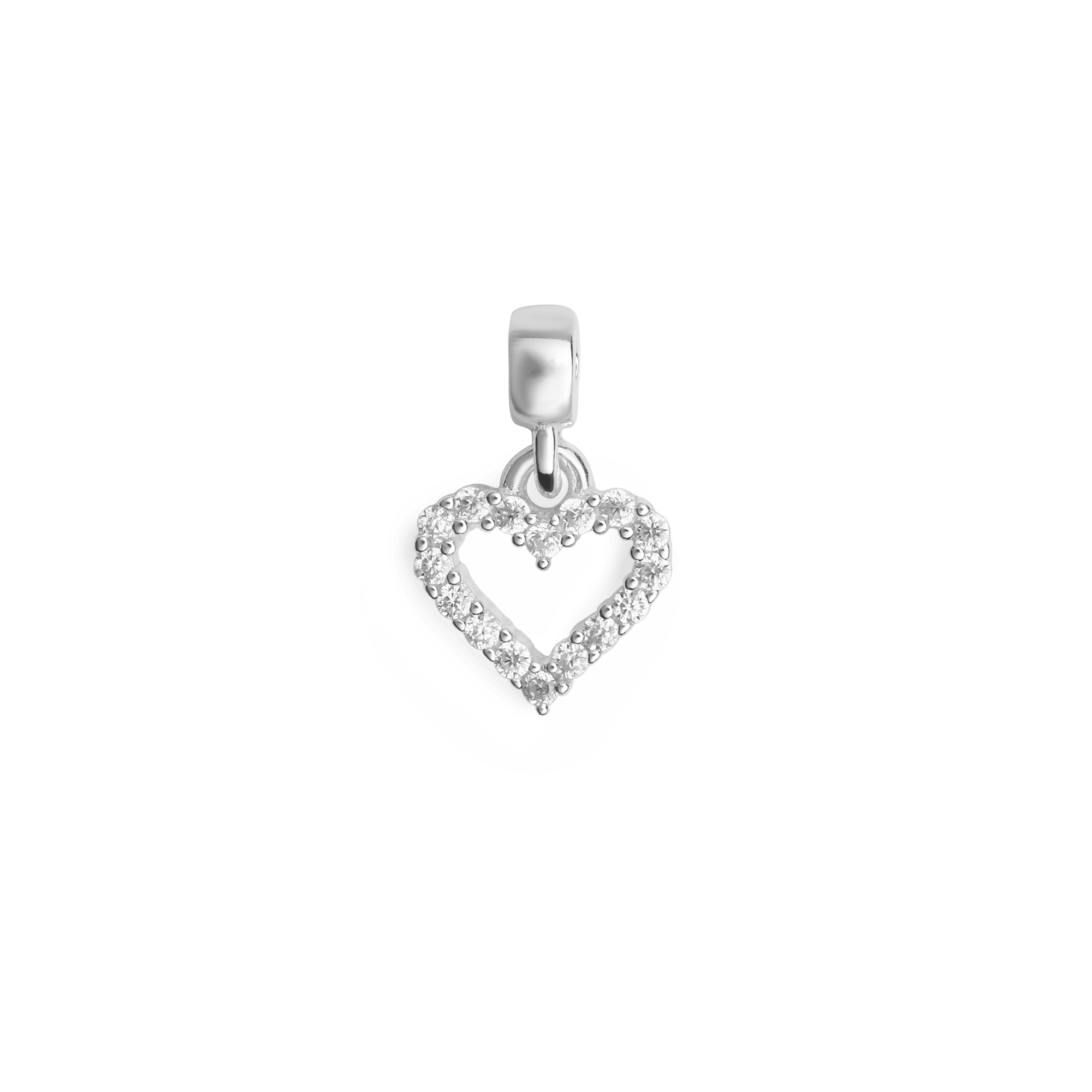 Heart Contour White Crystal Charm
