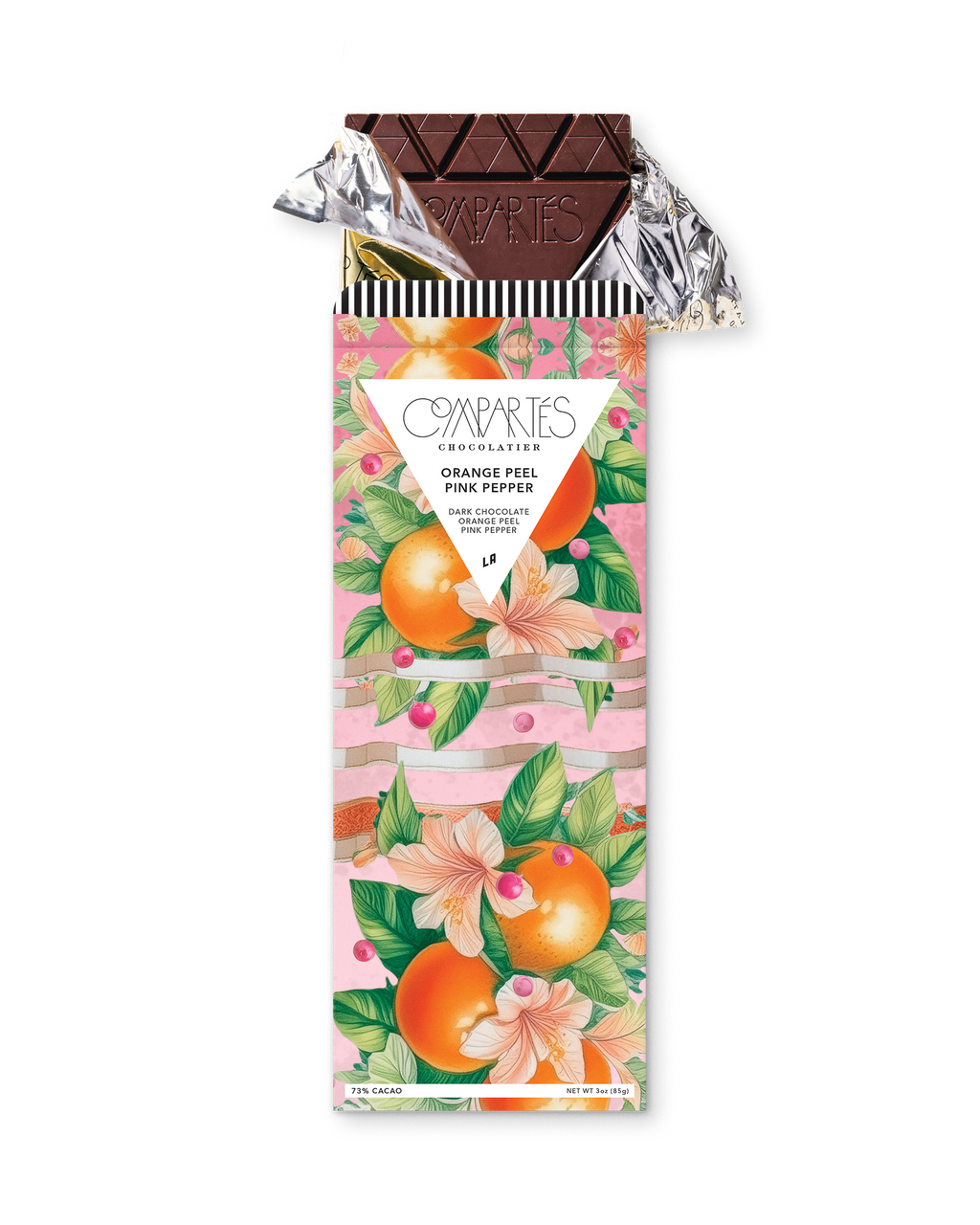 Orange Peel Pink Pepper Vegan Dark Chocolate Bar
