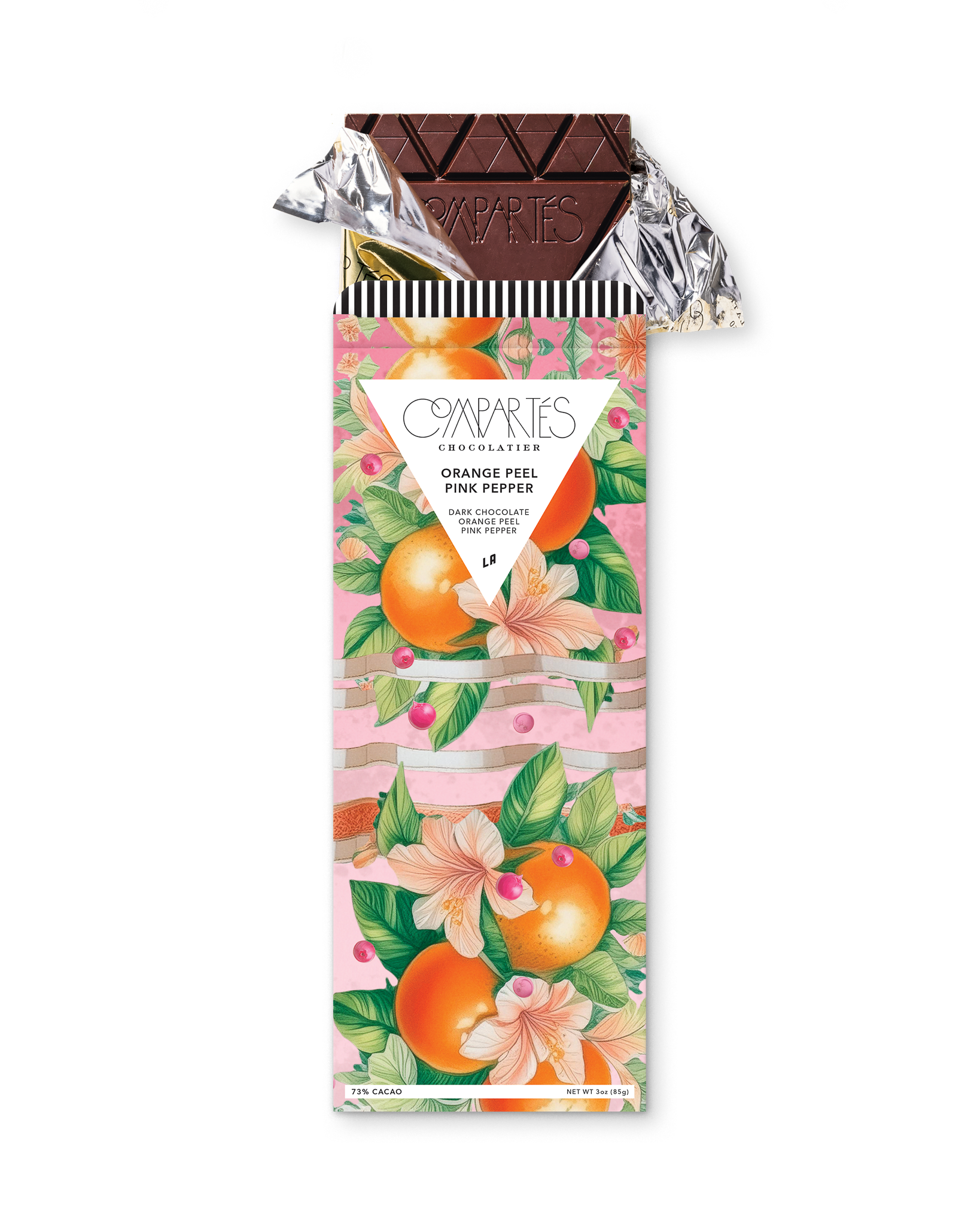 Orange Peel Pink Pepper Vegan Dark Chocolate Bar