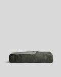 Organic Two Tone Rib Knit Throw (Moss and Evergreen)