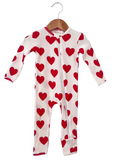Organic Waffle Basic Zip Romper, Red Heart