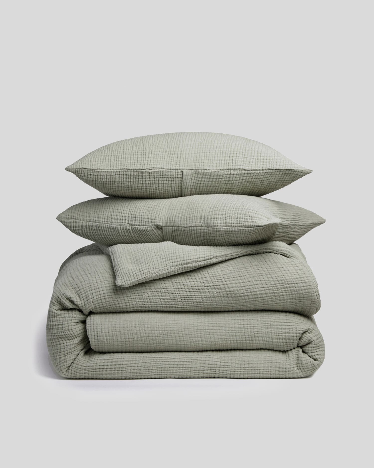 Organic Cloud Cotton Duvet Cover Set - FINAL SALE (Heathered Moss)