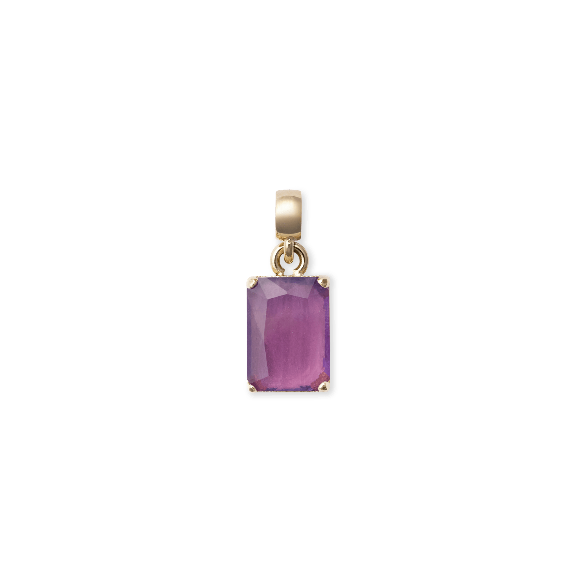 Amethyst Octagon Gold Charm