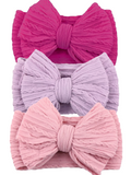3-Pack Cable Bows, Pastel Rose/Lavender/Magenta