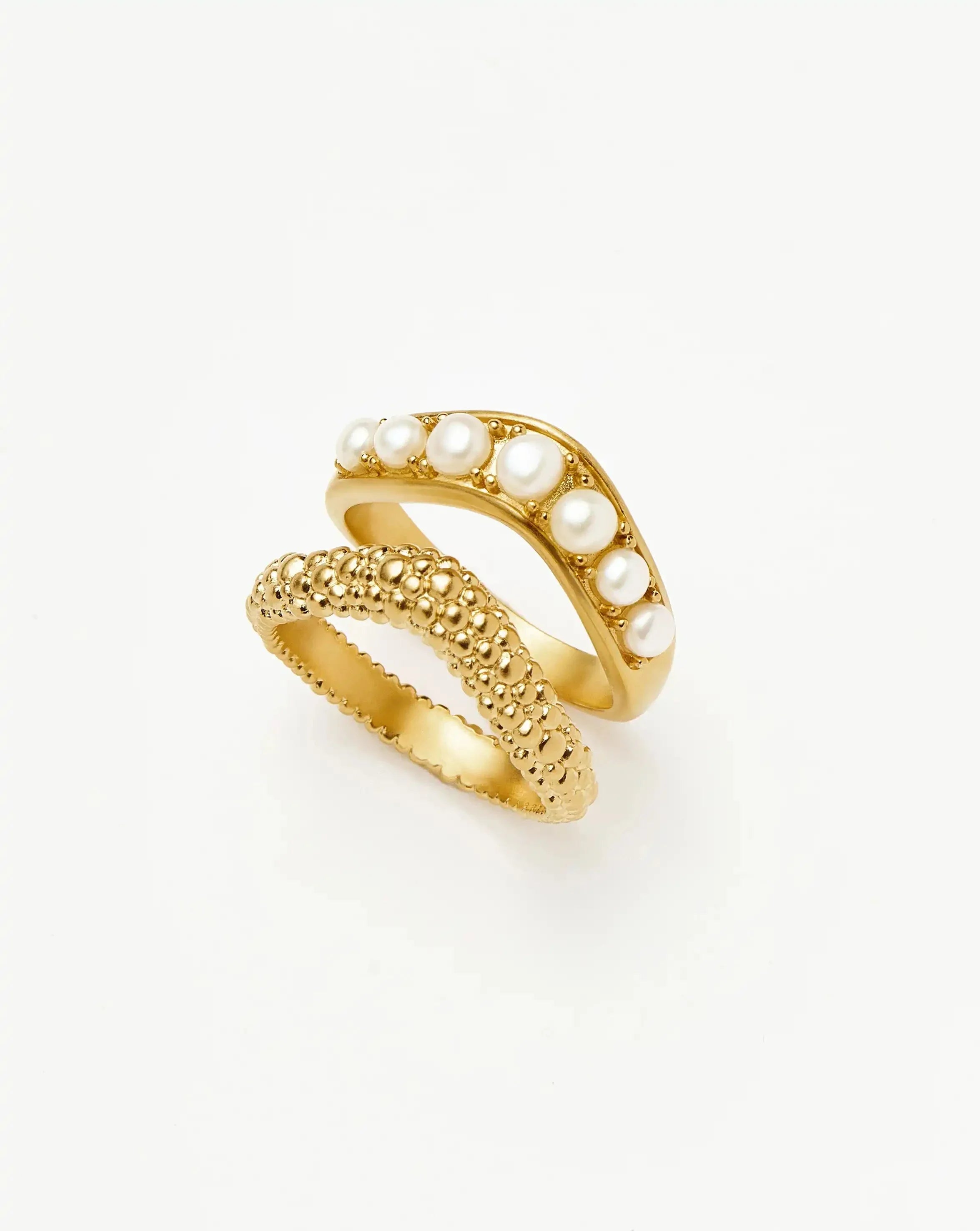 Pearl Baya Stacking Ring Set | 18ct Gold Plated/Pearl