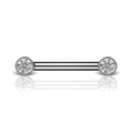 Cubic Zirconia Engraved Nipple Barbell
