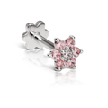 Pink Diamond Flower Threaded Stud Earring With Titanium Backing