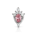 Pink Sapphire and Diamond Tash Tiara Threaded Stud Earring With Titanium Backing