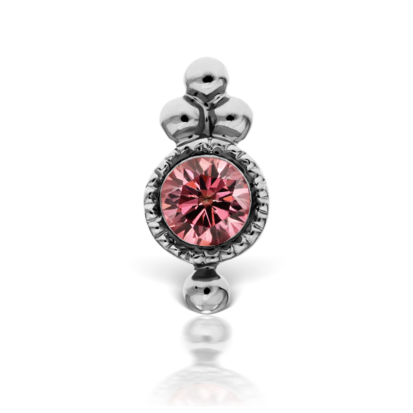 Pink Sapphire Four Ball Trinity Threaded Stud Earring With Titanium Backing