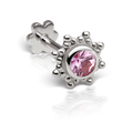Pink Sapphire Starburst Threaded Stud Earring With Titanium Backing