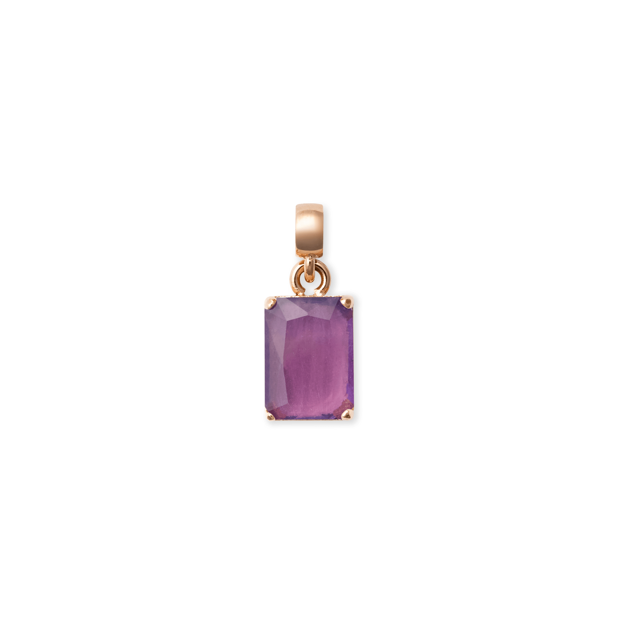 Amethyst Octagon Rose Gold Charm