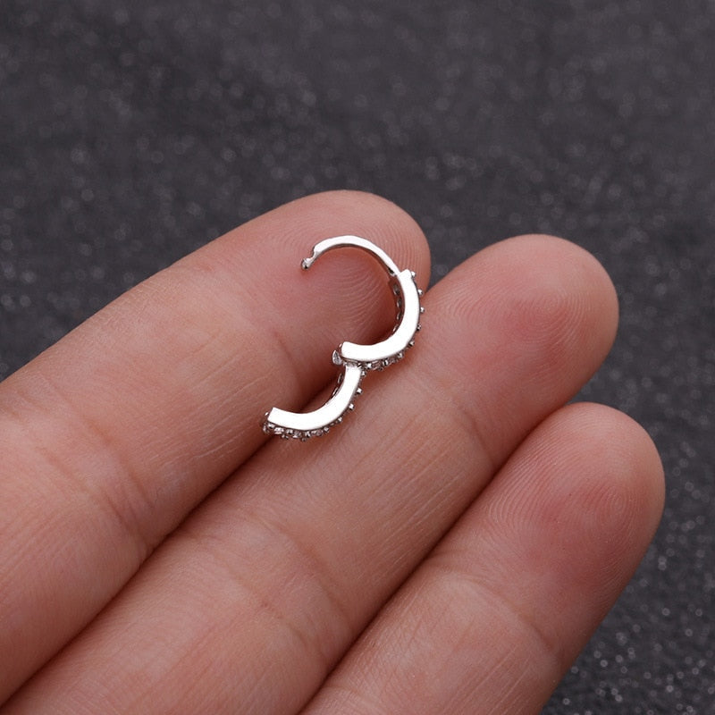 Chrissy Crystal Ear Piercing Jewelry Hoop Huggie Earring 16G