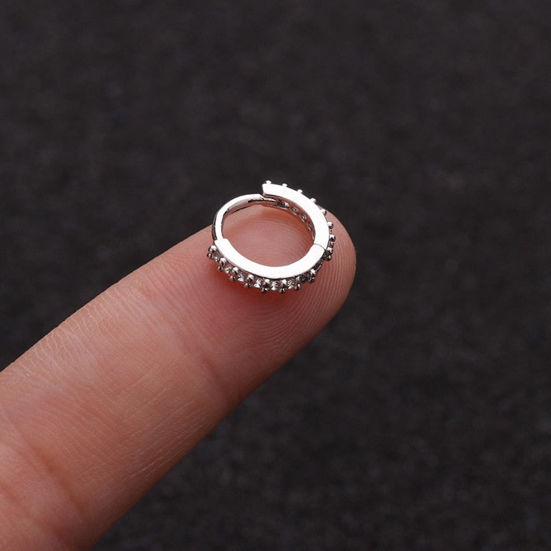 Chrissy Crystal Ear Piercing Jewelry Hoop Huggie Earring 16G