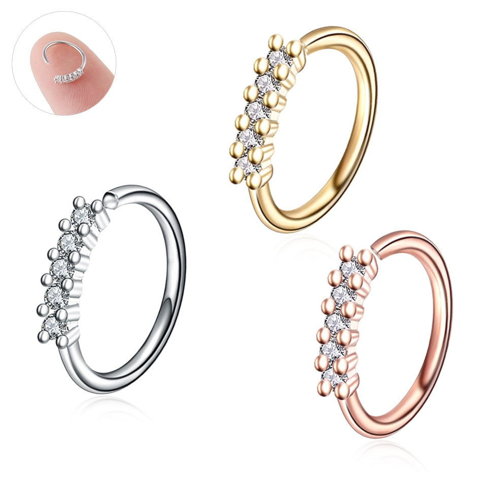 Arianna Crystal Nose / Ear Piercing Earring 18G Ring in Silver