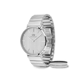 Classic Piano Link Silver Unitone & Elan Ring Set