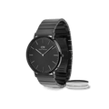 Classic Piano Link Onyx Unitone & Elan Ring Silver Set