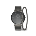 Classic Piano Link Graphite Unitone & Mesh Bracelet Set