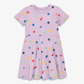 Kids twirly dress in rainbow confetti dots