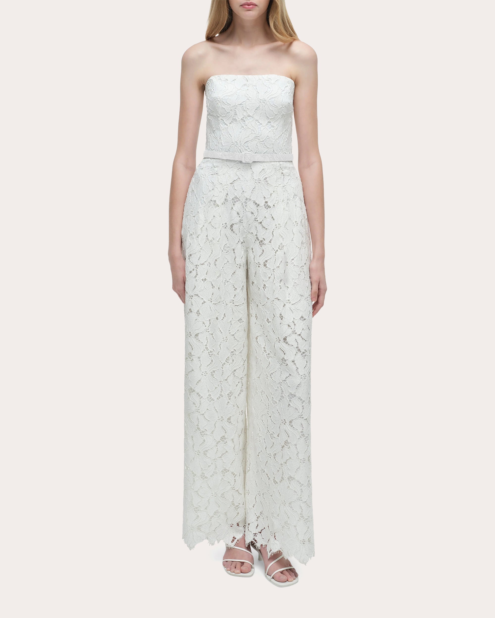 Rebecca Floral Lace Strapless Jumpsuit