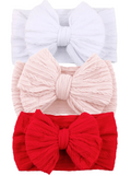 3-Pack Cable Bows, Red/Blush/White