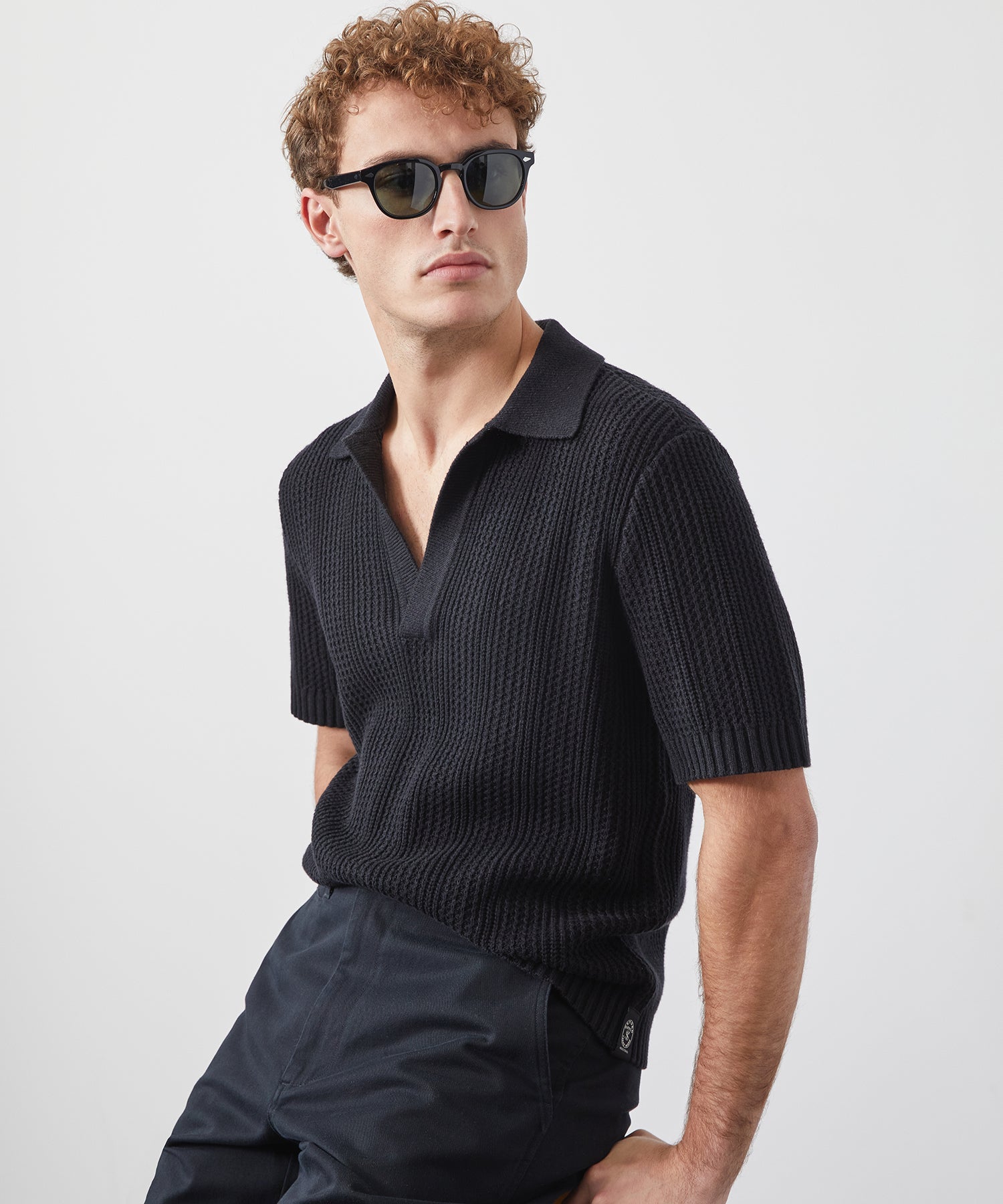Relaxed Cotton-Hemp Sweater Polo