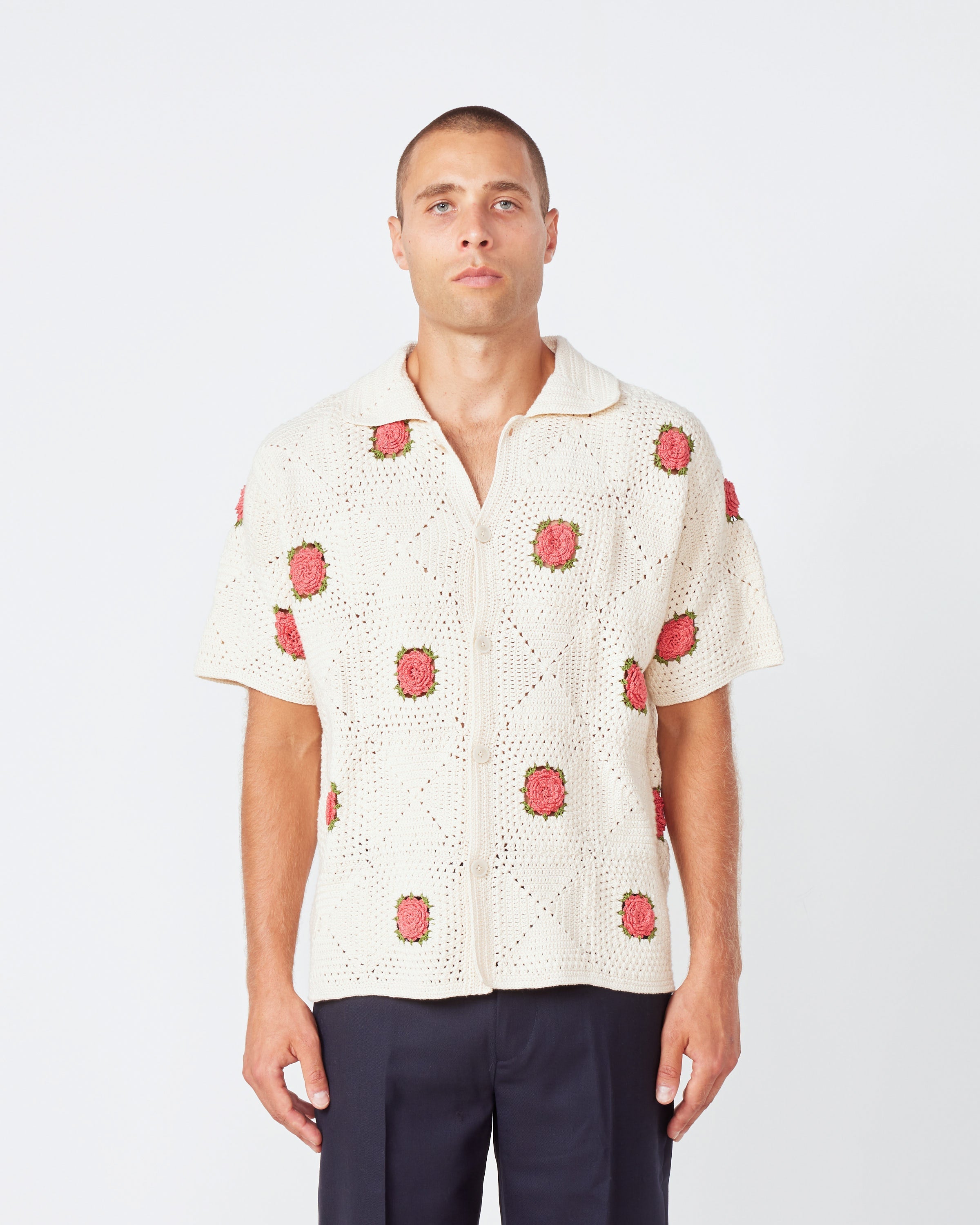 Rosette Crochet Shirt