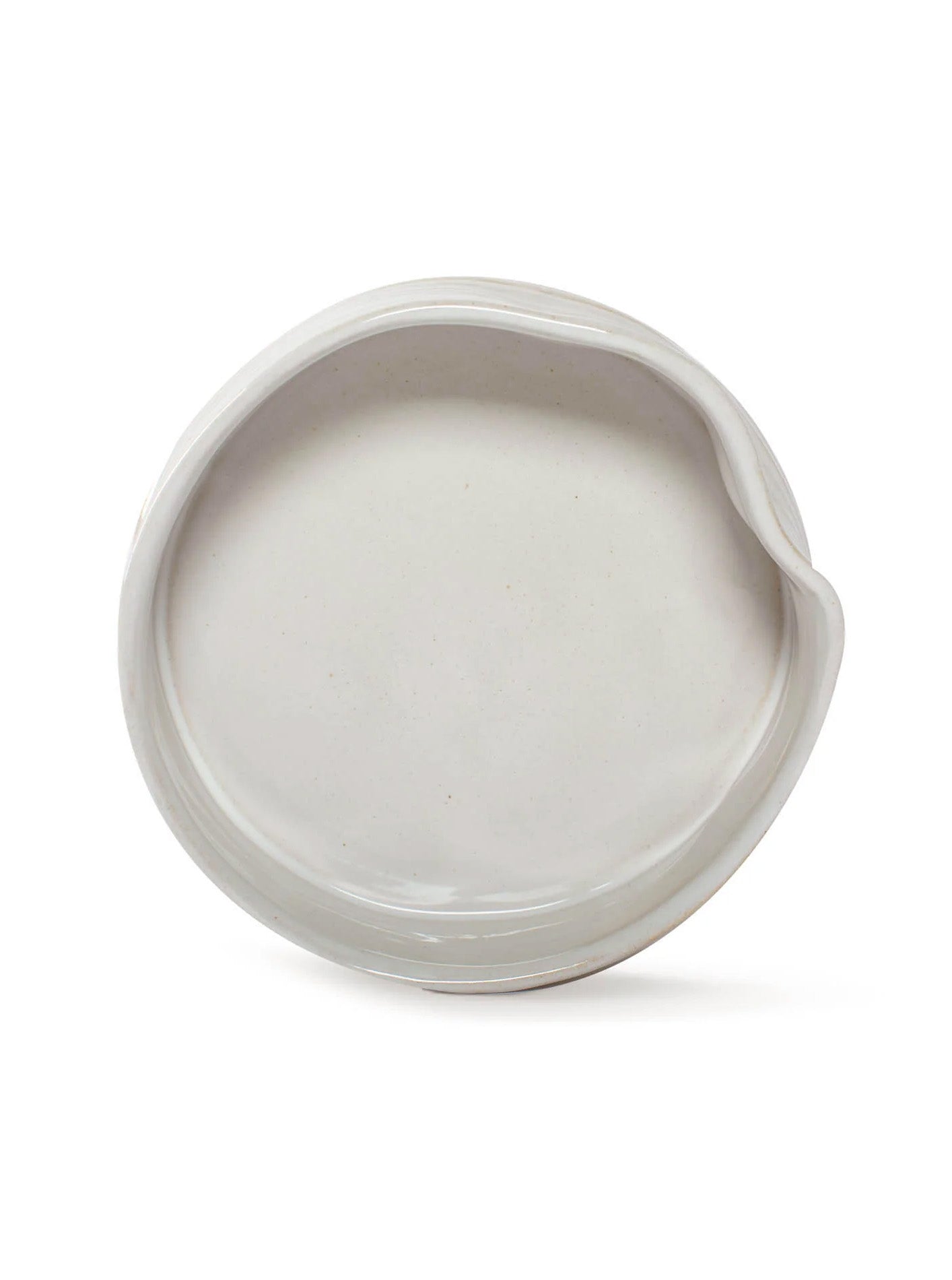 RIBBED WHITE STONEWARE PET BOWL